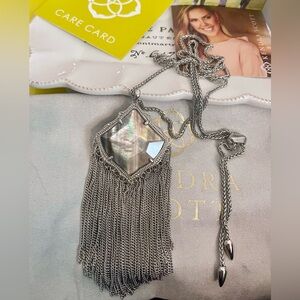 Kendra Scott Kingston Silver Necklace with Black Mother of Pearl Pendant